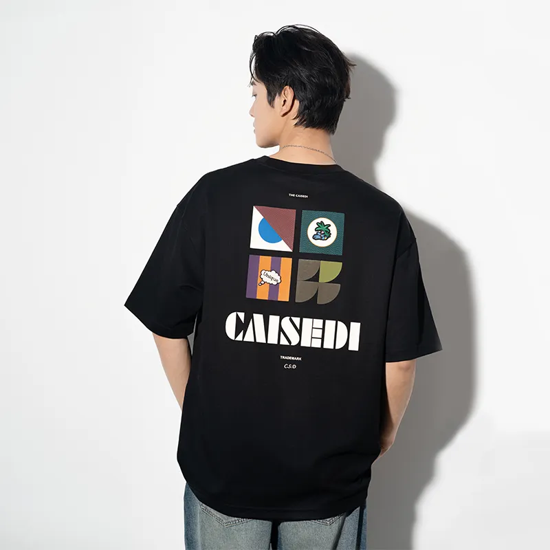 CAISEDI T Shirts Men Black-4