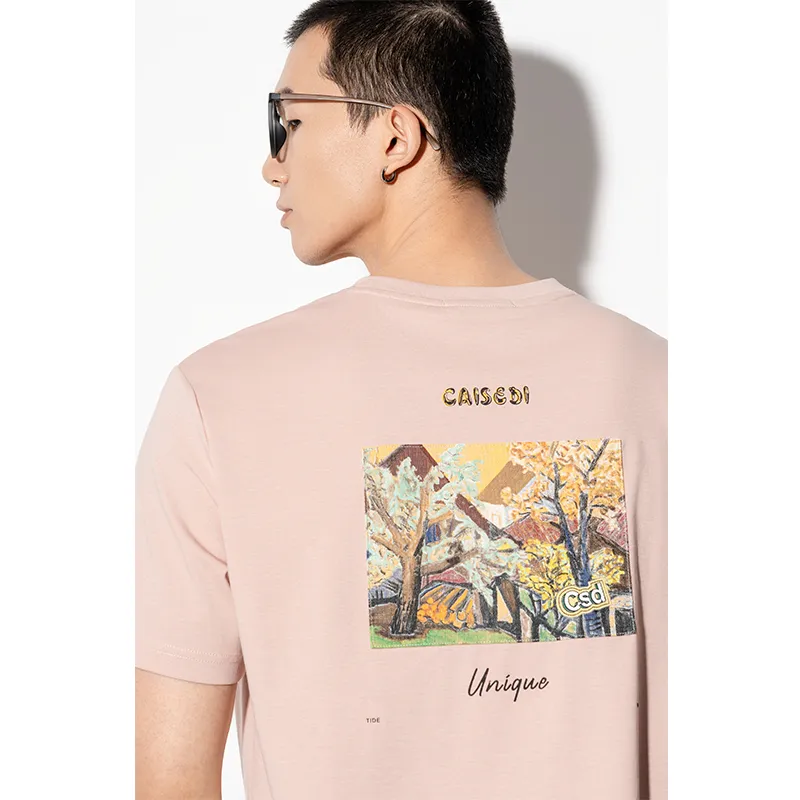 CAISEDI T Shirts Men Pink-4