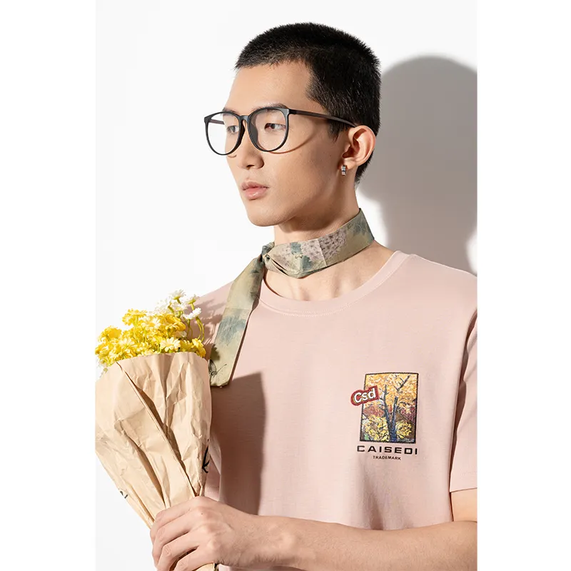 CAISEDI T Shirts Men Pink-5