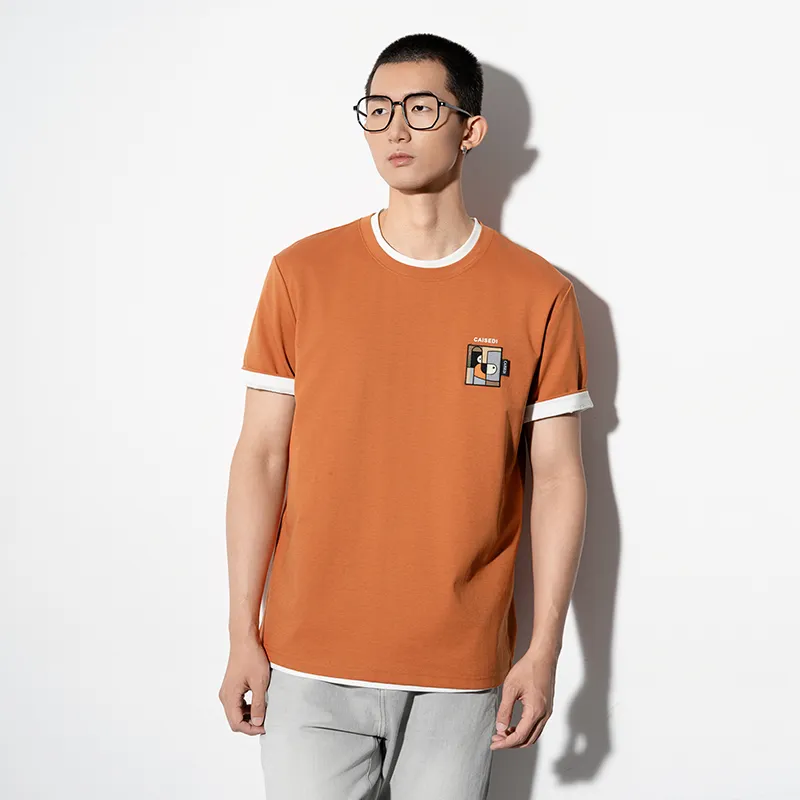 CAISEDI T Shirts Men Orange-4