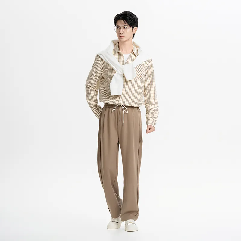 CAISEDI Casual Pants Men's Coffee-2