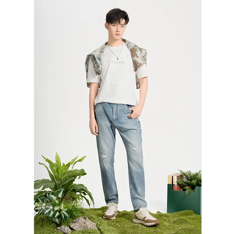 CAISEDI Jeans Men Blue-3