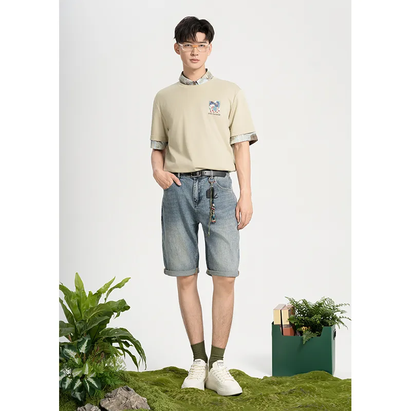 CAISEDI T Shirts Men Green-2