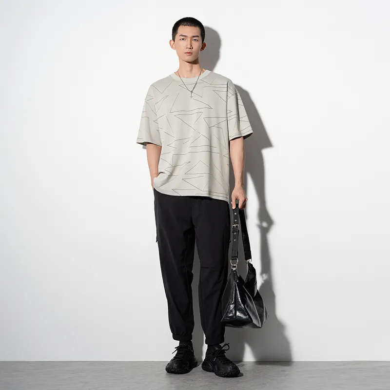 CAISEDI T Shirt Men's Light Gray-2