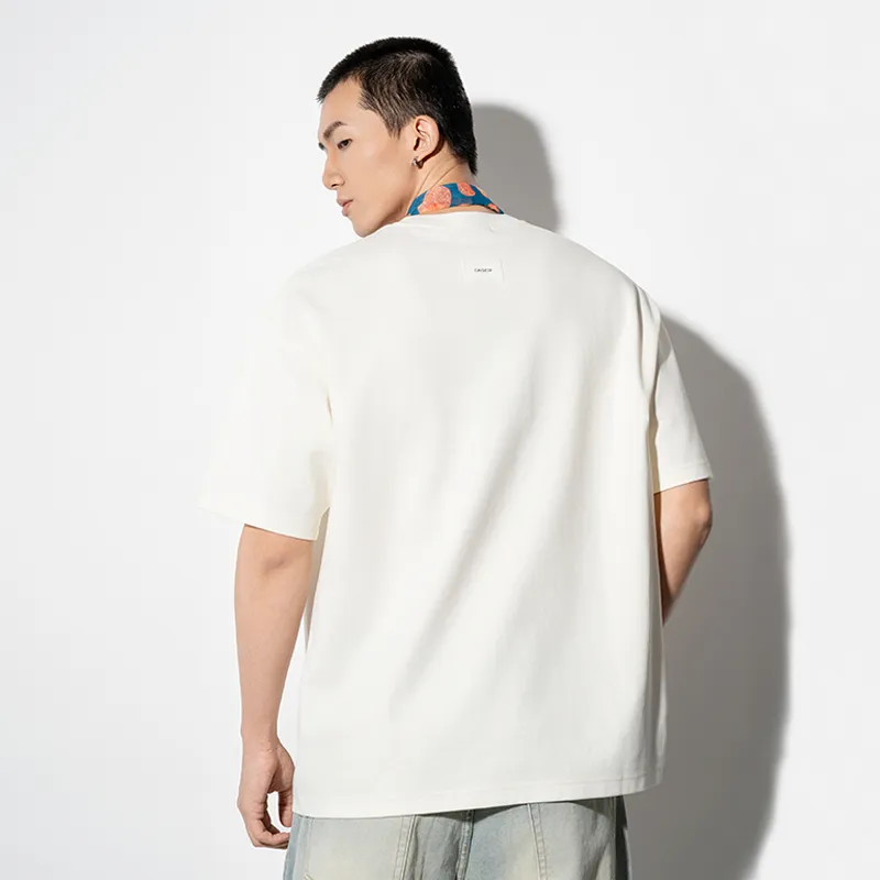 CAISEDI T Shirts Men Apricot-4