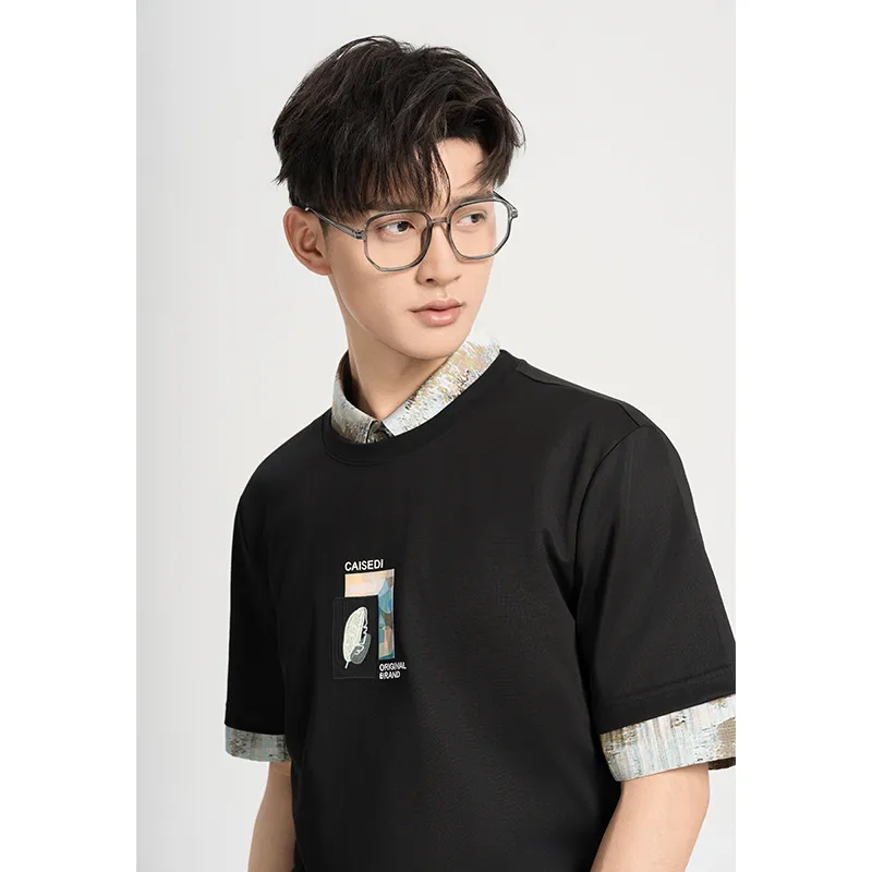 CAISEDI T Shirts Men Black-5