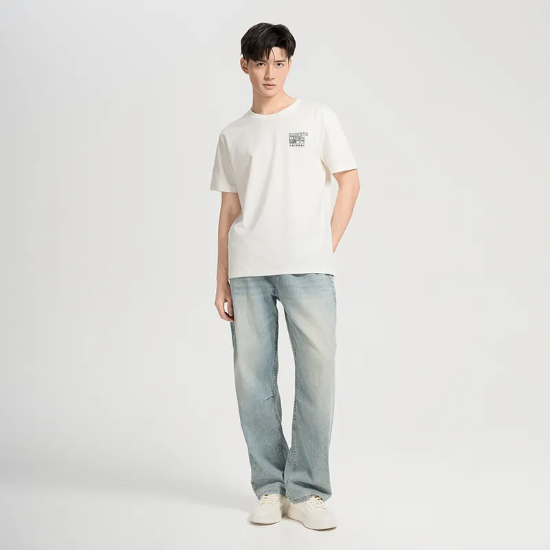 CAISEDI T Shirts Men Ecru-2