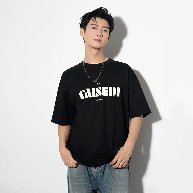 CAISEDI T Shirts Men Black-5