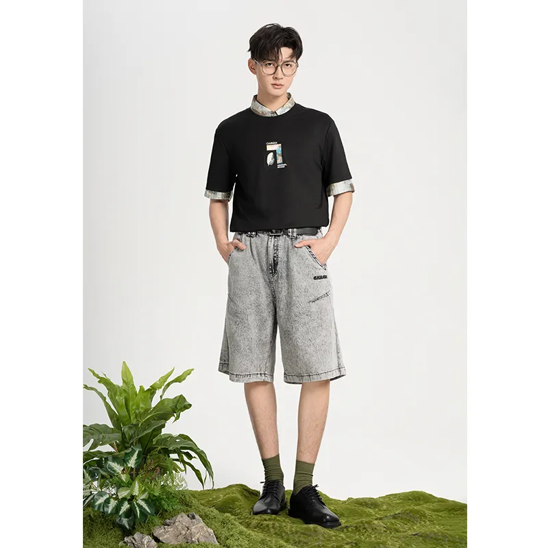 CAISEDI T Shirts Men Black-2