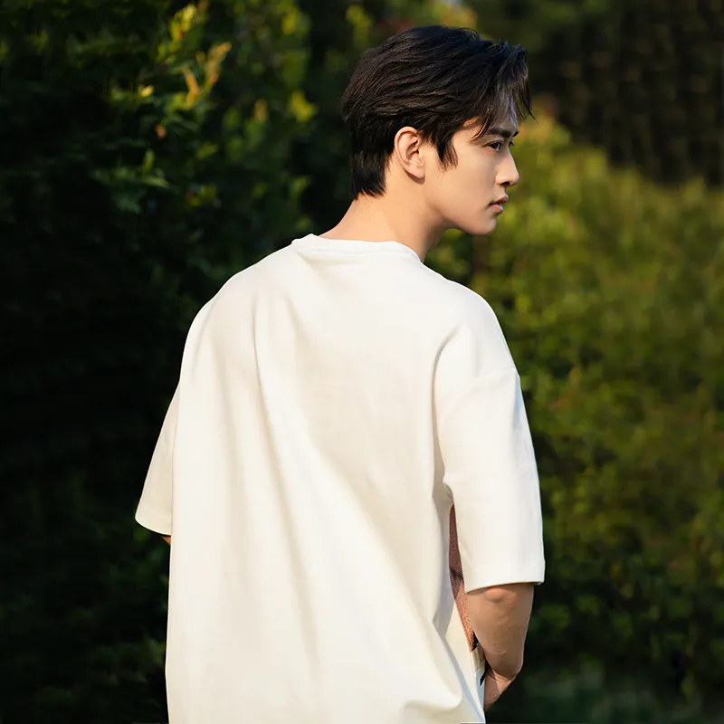 CAISEDI T Shirts Men White-5
