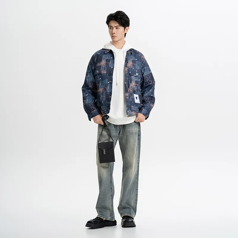 CAISEDI Jackets Coats Men's Blue-2