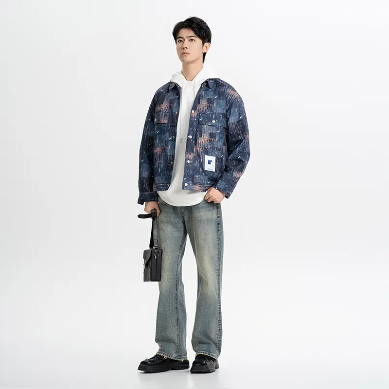 CAISEDI Jackets Coats Men's Blue-4