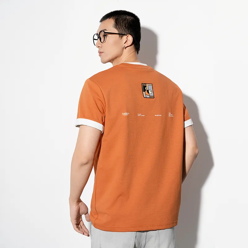 CAISEDI T Shirts Men Orange-5