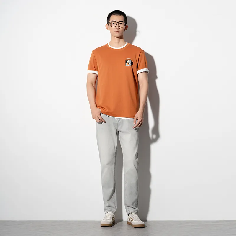 CAISEDI T Shirts Men Orange-2