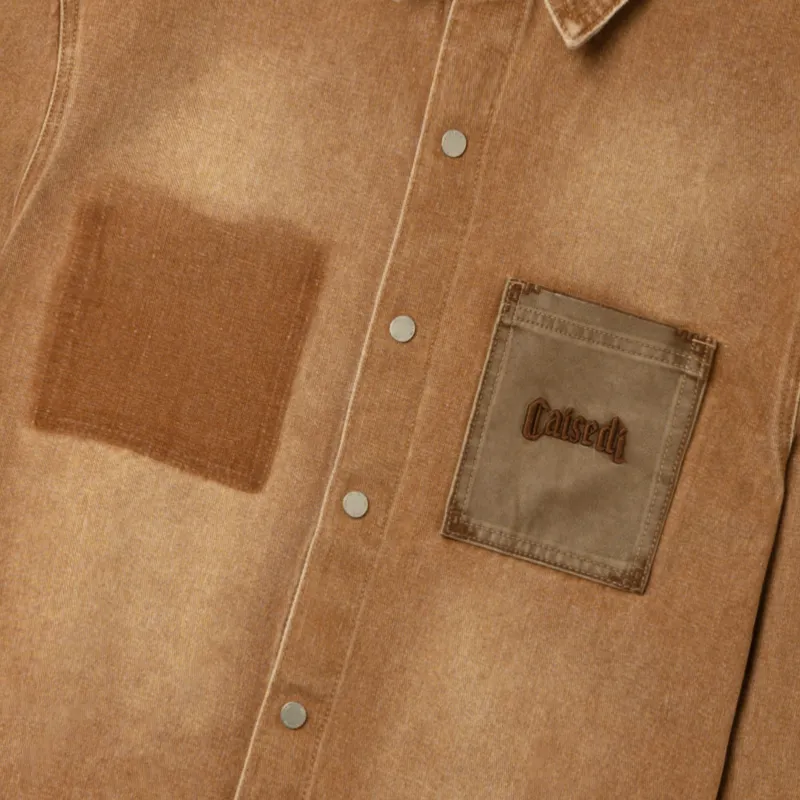 CAISEDI Denim Jacket Men's Brown-2
