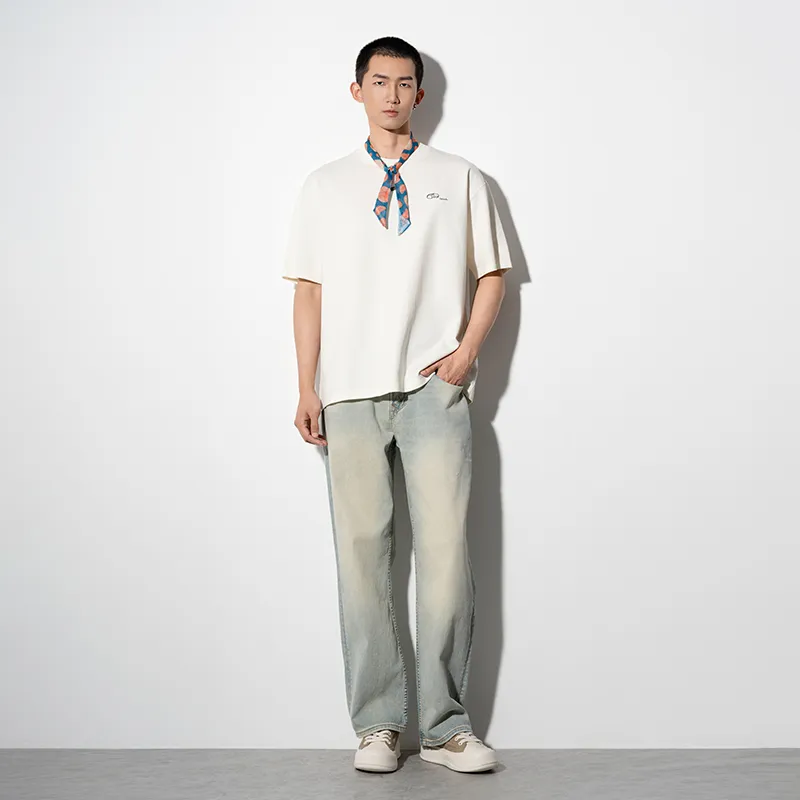 CAISEDI T Shirts Men Apricot-2