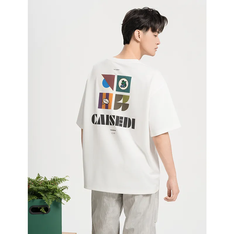 CAISEDI T Shirts Men White-4