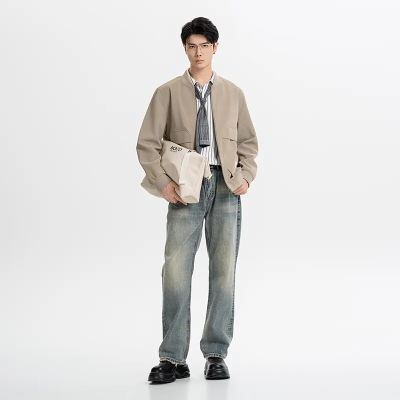 CAISEDI Jackets Coats Men's Apricot-2