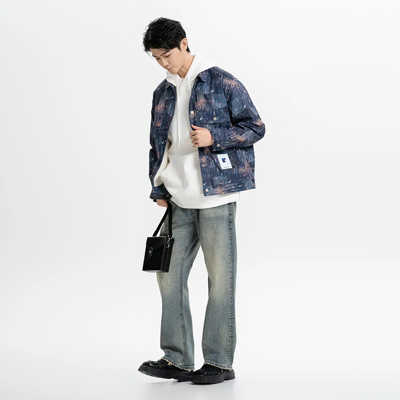 CAISEDI Jackets Coats Men's Blue-3