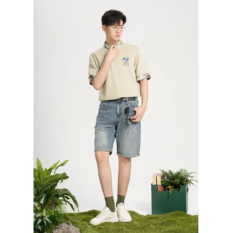 CAISEDI T Shirts Men Green-3