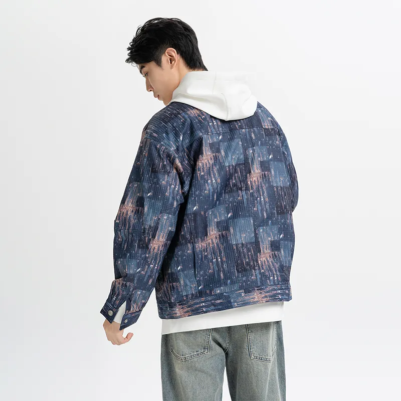 CAISEDI Jackets Coats Men's Blue-5