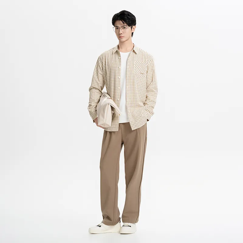 CAISEDI Casual Pants Men's Coffee-5