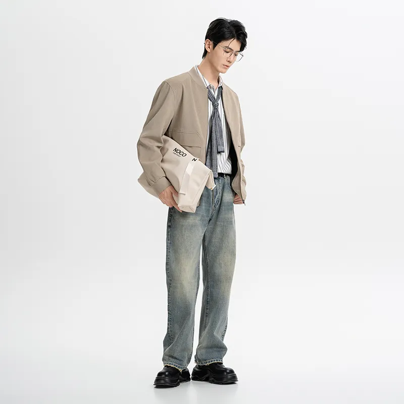 CAISEDI Jackets Coats Men's Apricot-4