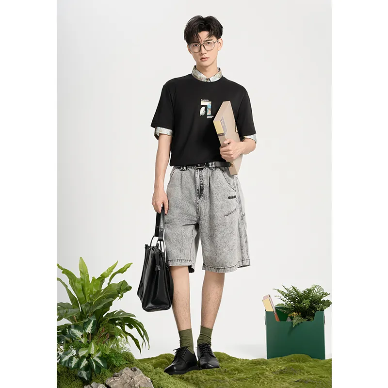 CAISEDI T Shirts Men Black-3