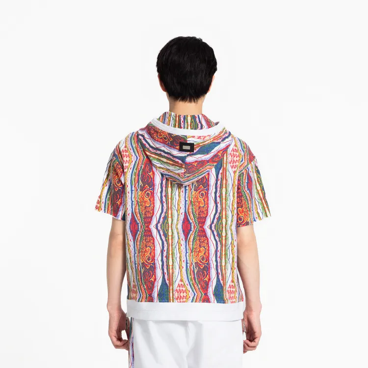 COOGI All Over Print Trendy Short-Sleeved Hooded T-Shirt Unisex Blue Red Two Styles-2