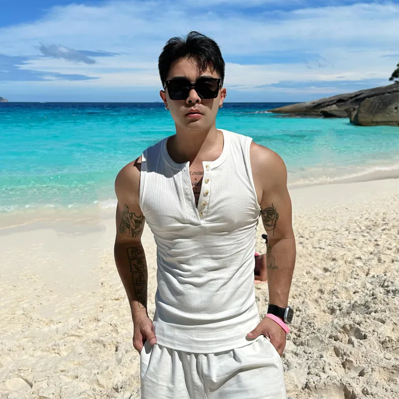 Weles Tank Tops Men White-4