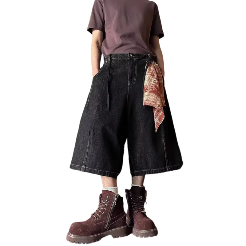 Weles Denim Shorts Unisex Black-1