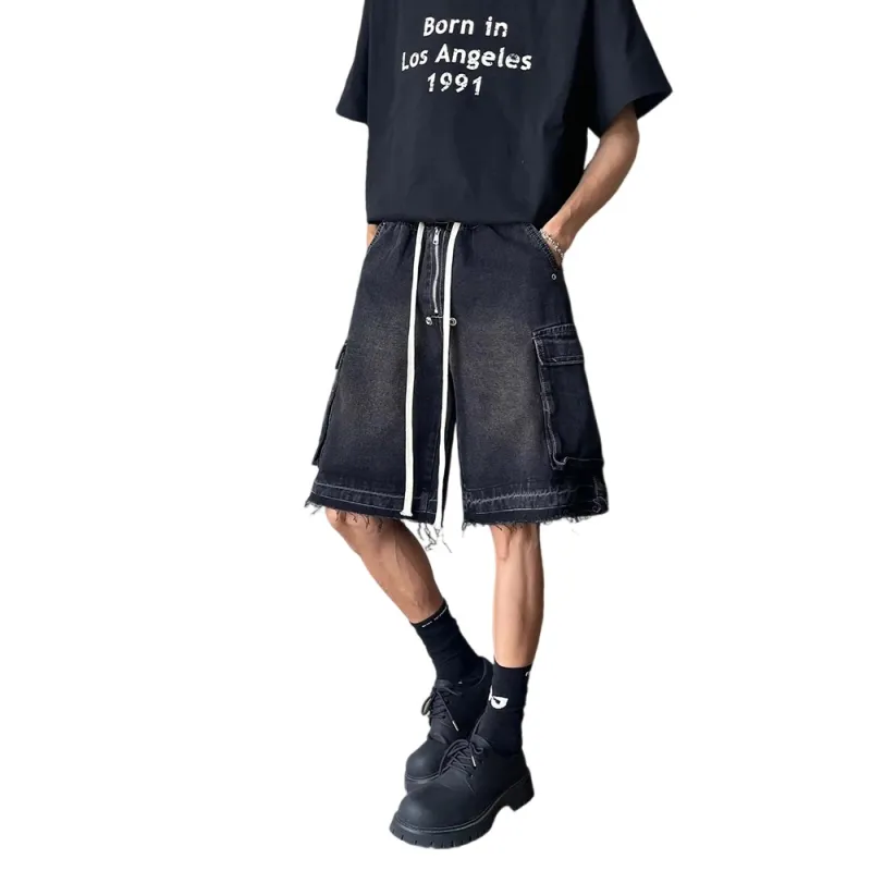 Weles Denim Shorts Unisex Black-3