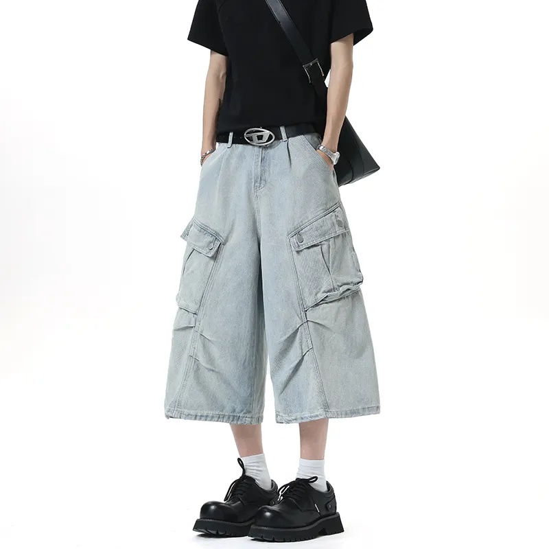 Weles Denim Shorts Unisex Light Blue-3