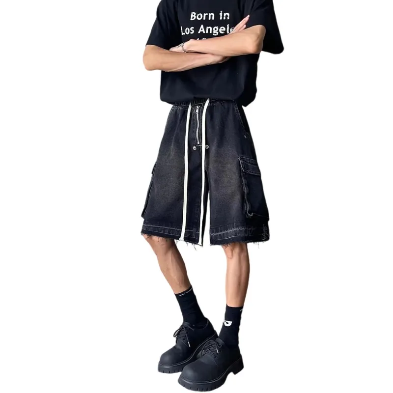 Weles Denim Shorts Unisex Black-1