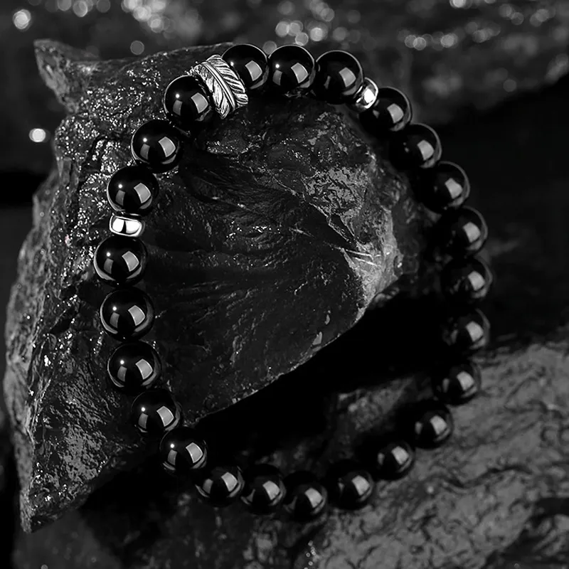 XIBAOCHUNHUA Obsidian Bracelets Unisex-1