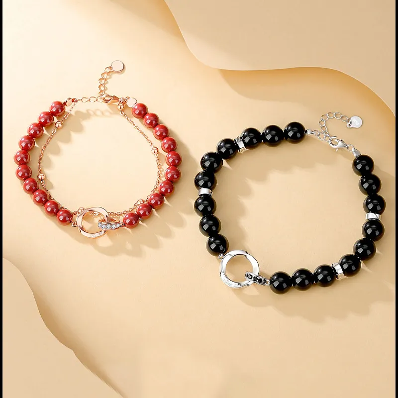 XIBAOCHUNHUA Reconstructed Cinnabar Bracelets Unisex-1
