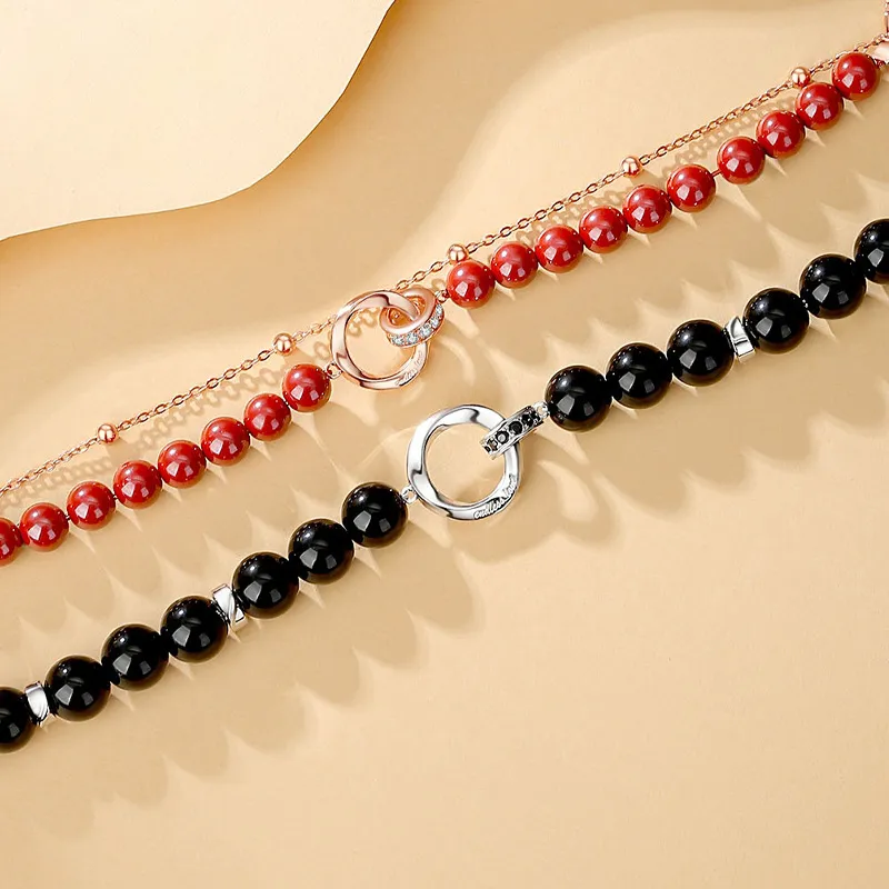XIBAOCHUNHUA Reconstructed Cinnabar Bracelets Unisex-3