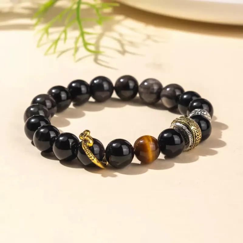 XIBAOCHUNHUA Obsidian Bracelets Unisex-7