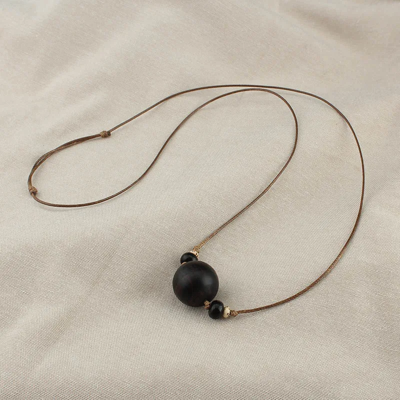 XIBAOCHUNHUA African Blackwood Wooden Necklaces Unisex-2