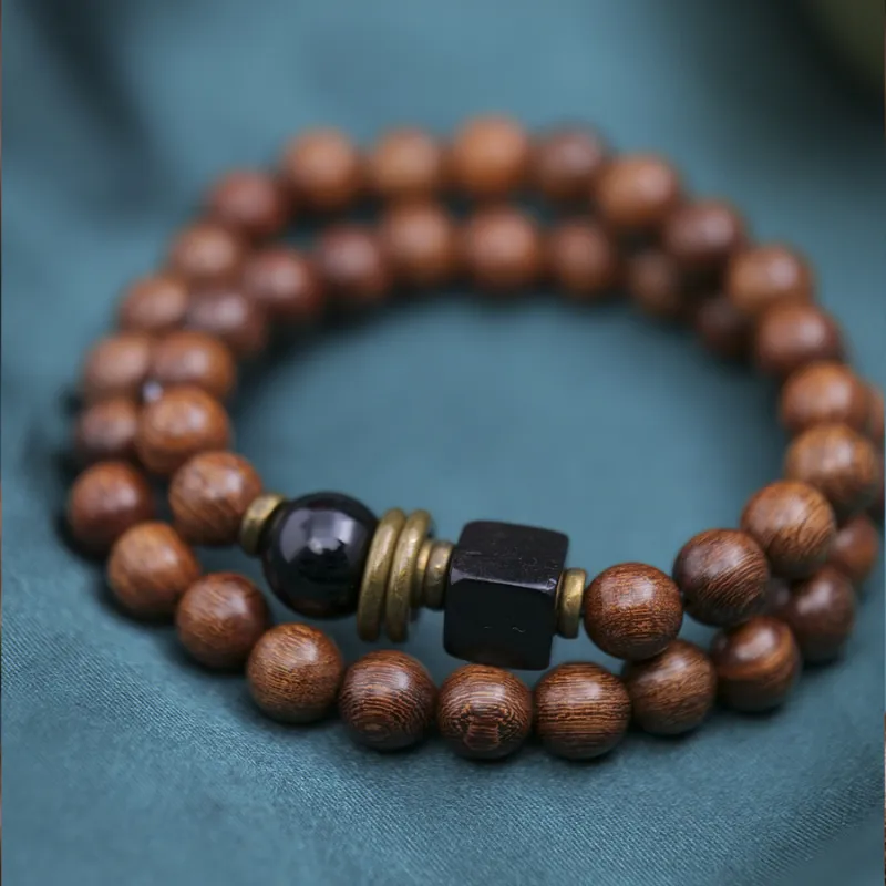 XIBAOCHUNHUA Golden Sandalwood Bracelets Unisex-2