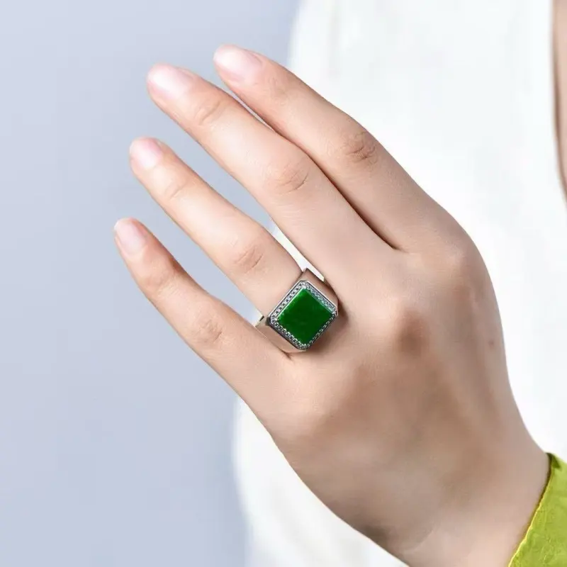 Xiao Tian Glutinous Jade Jadeite Rings Unisex-6