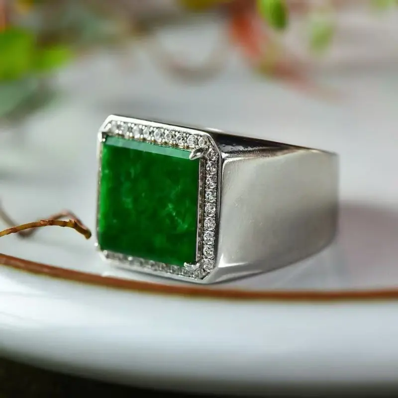 Xiao Tian Glutinous Jade Jadeite Rings Unisex-4