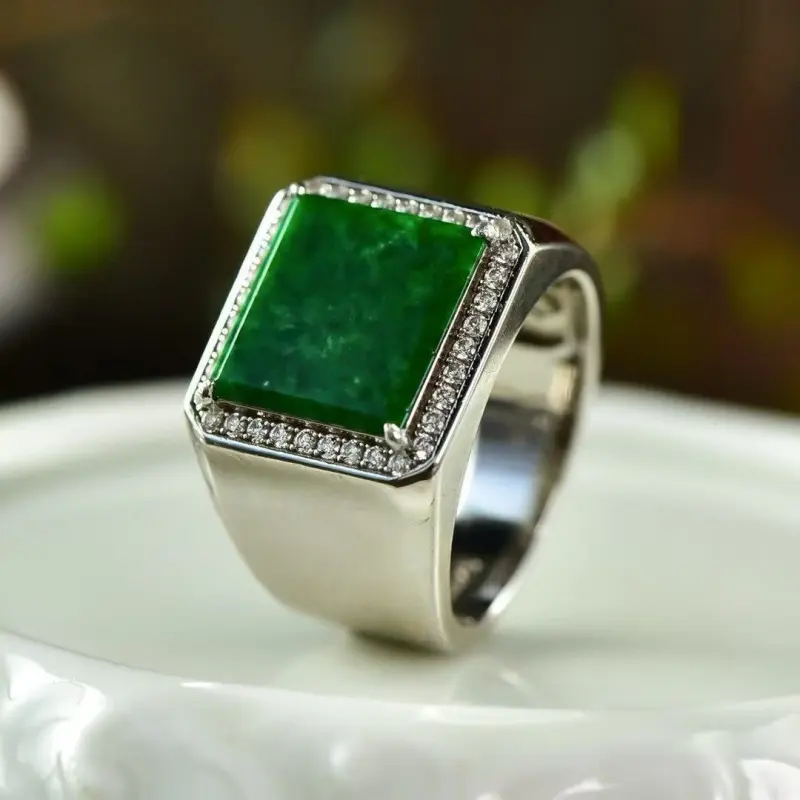 Xiao Tian Glutinous Jade Jadeite Rings Unisex-5