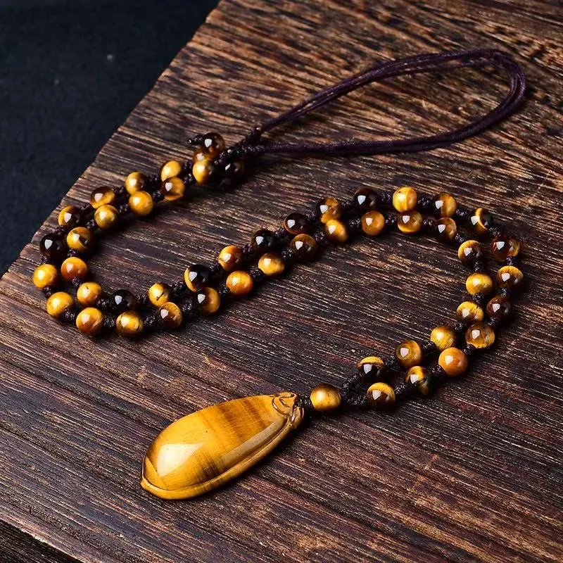 Xiao Tian Tiger's Eye Stone Necklaces Unisex-2