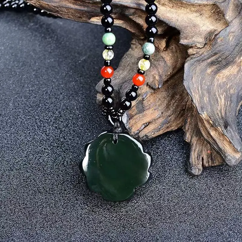 Xiao Tian Natural Obsidian Necklaces Unisex-3