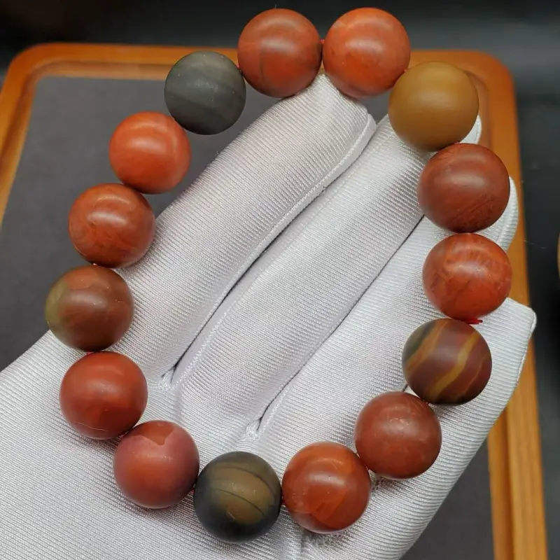 Xiao Tian Southern Red Agate Single Wrap Beaded Bracelet Unisex-3
