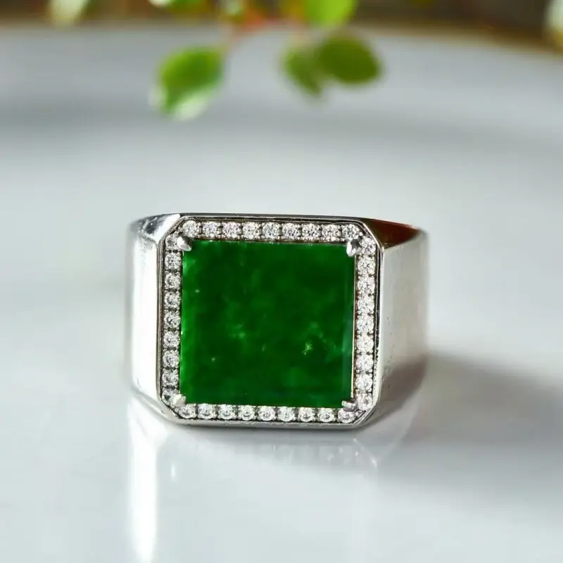 Xiao Tian Glutinous Jade Jadeite Rings Unisex-3