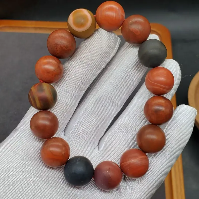 Xiao Tian Southern Red Agate Single Wrap Beaded Bracelet Unisex-2