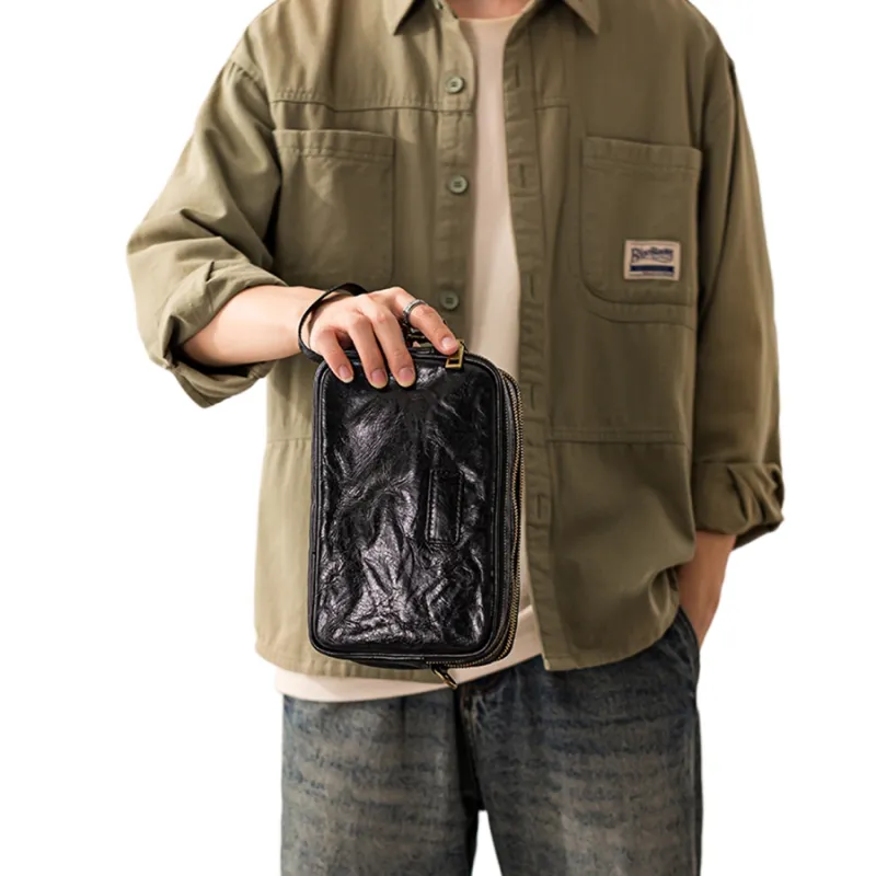 Back Step Cow Leather Shoulder Bag Men's Multicolor-5