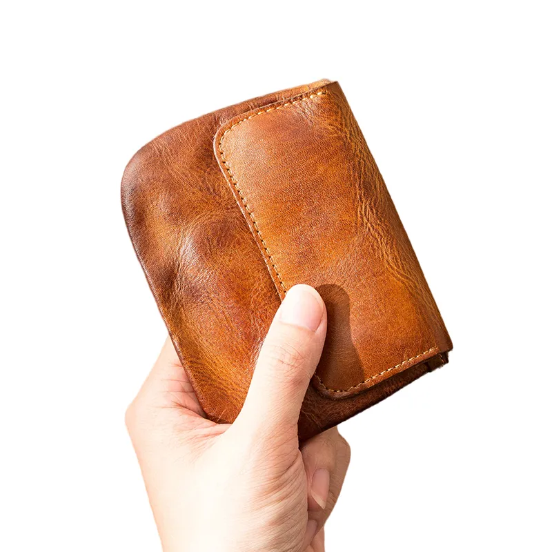 Back Step Top Grain Cow Leather Coin Purse Unisex Multicolor-1